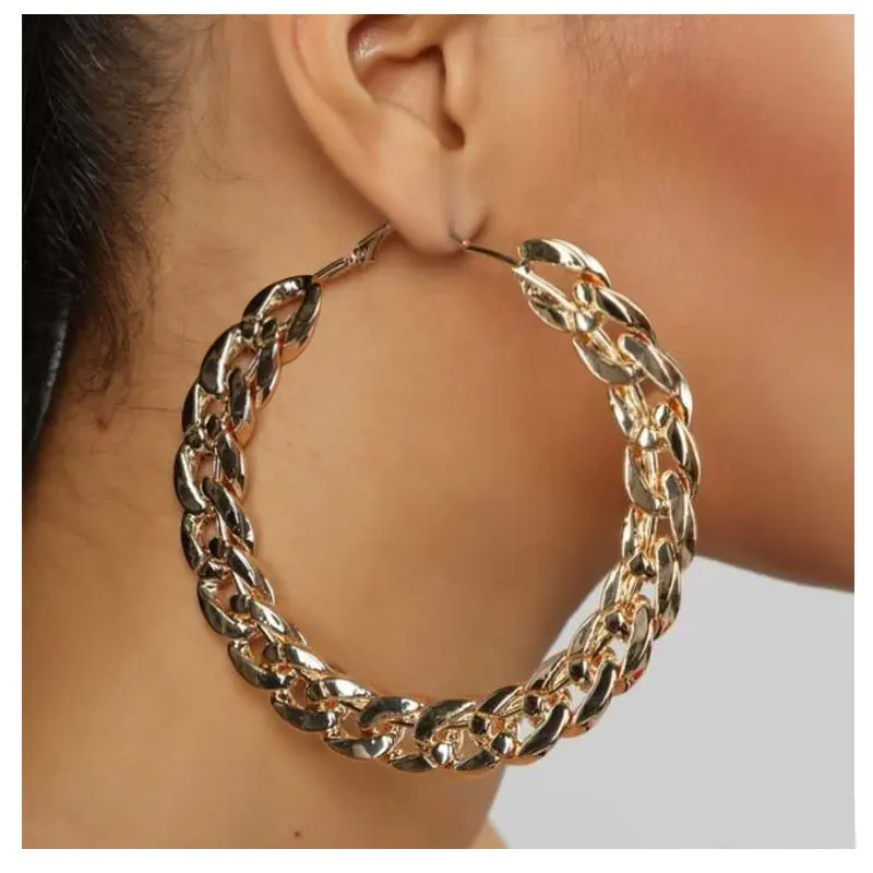
ONYSS Wholesale Popular 2020 Special Design Cuban Link Chain Hoop Earrings Ins Popular Style Earrings for Women Gift 