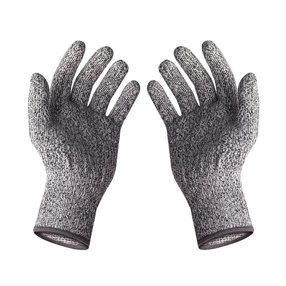 Ready Stocks High Quality 10 Gauges Grey HPPE Knitted Fabric EN388 Level 3 Blade Cut Resistant Gloves for Automobile Rapairing