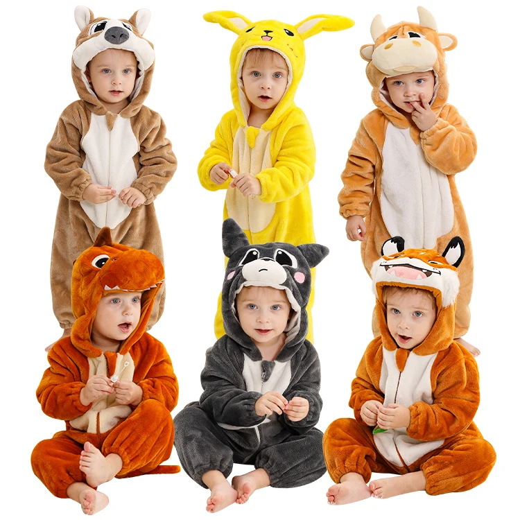 MICHLEY Hot Sale OEM 2024 New Kids Jumpsuits Infant Girls Boys Cosplay Clothes Winter Animal Newborn Baby Rompers