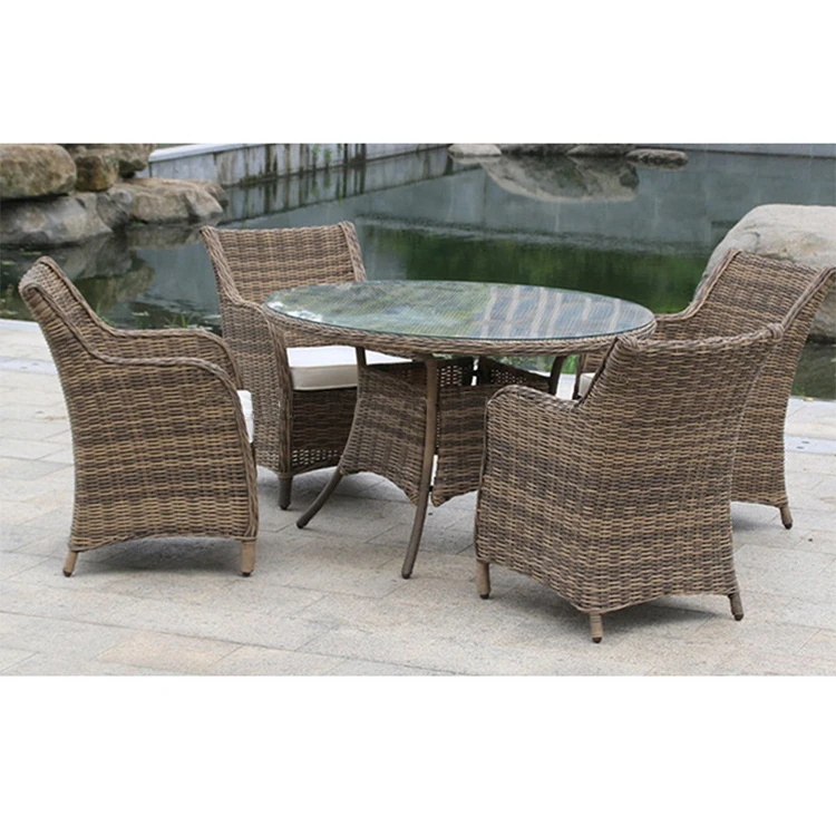 Современный и элегантный дизайн уличная/садовая мебель круглый обеденный набор из полиэтилена ротанга диа110 см
