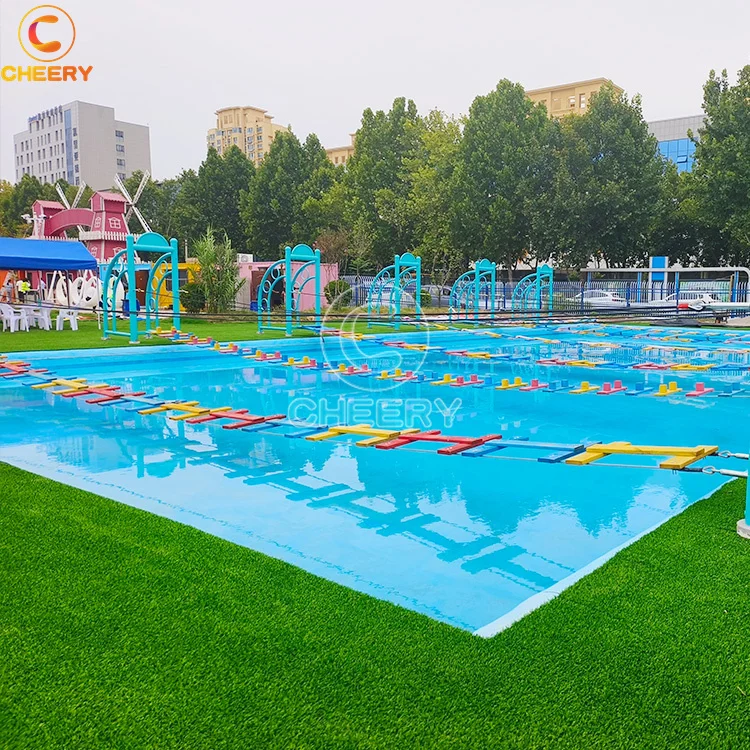 Commercial water pool park combo games team building activities playground water challenge run obstacle course