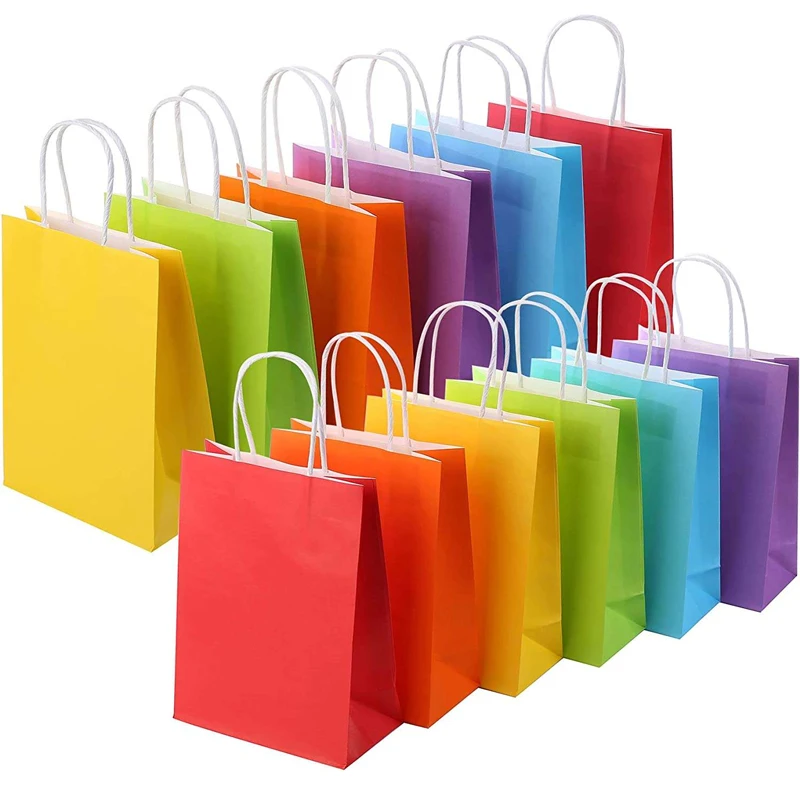 Customized printing eco friendly boutique retail gift party fashion shopping kraft paper tote handbag with cotton rope handles