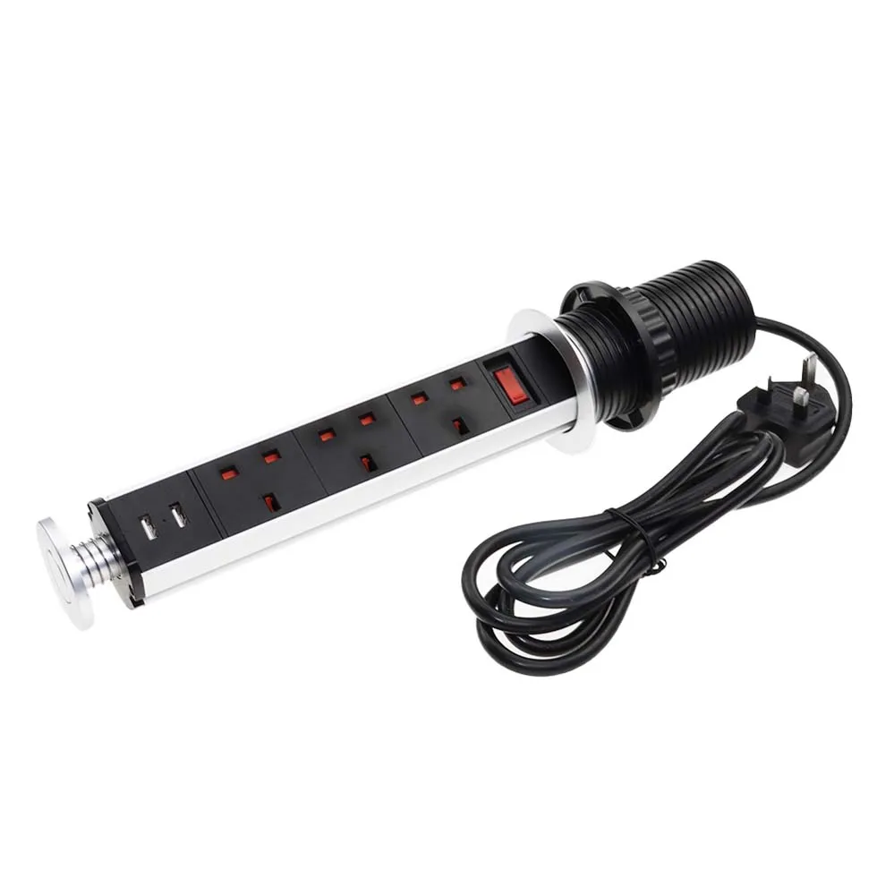 
Best product UK standard 3 gang type G outlets 2 usb ports portable travel adapter 220v 13A hidden extension power socket strip 