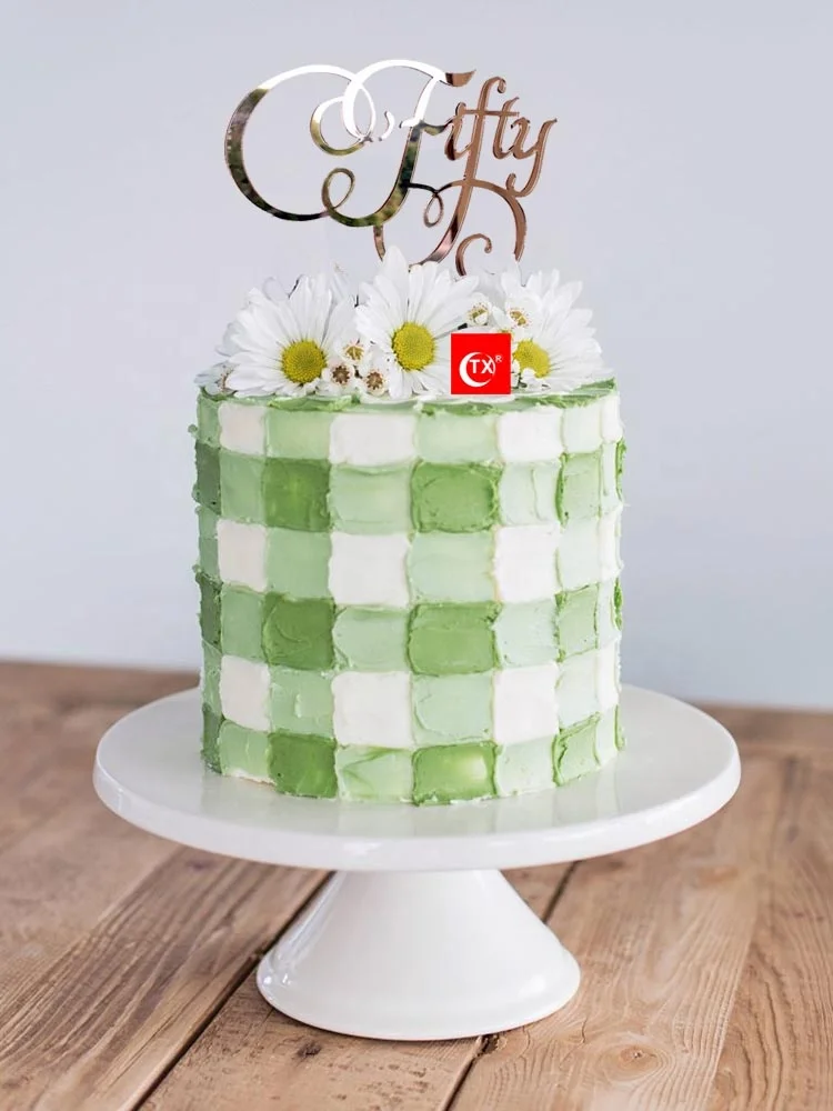 
TX Personalized Happy Birthday Anniversary Thirty Mirror Gold, Black Acrylic Cake Topper For Party Decoration 