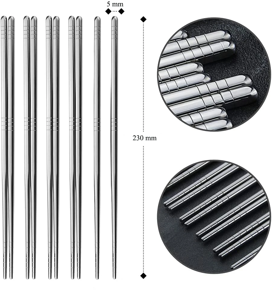 Wholesale Factory Price Custom Logo Color 304 Stainless Steel Metal Chopsticks Set With Case