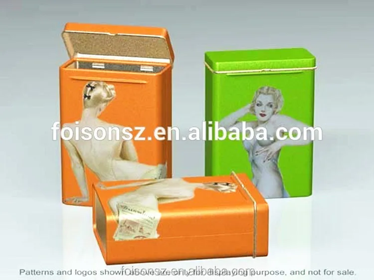 classic design rectangular cigarette cigar metal tin case