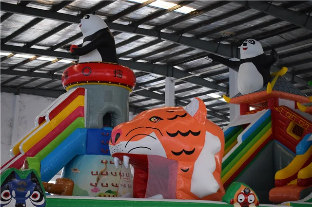 Inflatable Panda Toboggan Slide , Inflatable Rock Climbing Slide