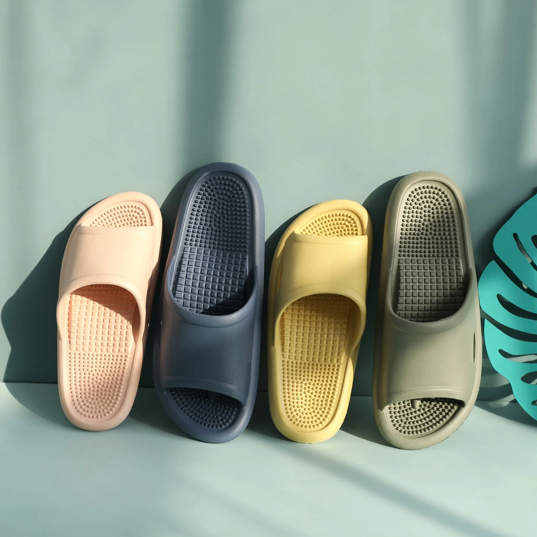 Soft EVA Indoor Bathroom blank Plain summer slippers customized color slide beach water anti slide slippers