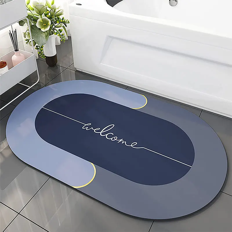 Custom Fast Dry Soft Under Non Slip Water Absorbent Diatom Bathroom Floor Mats Diatomite Bath Mats