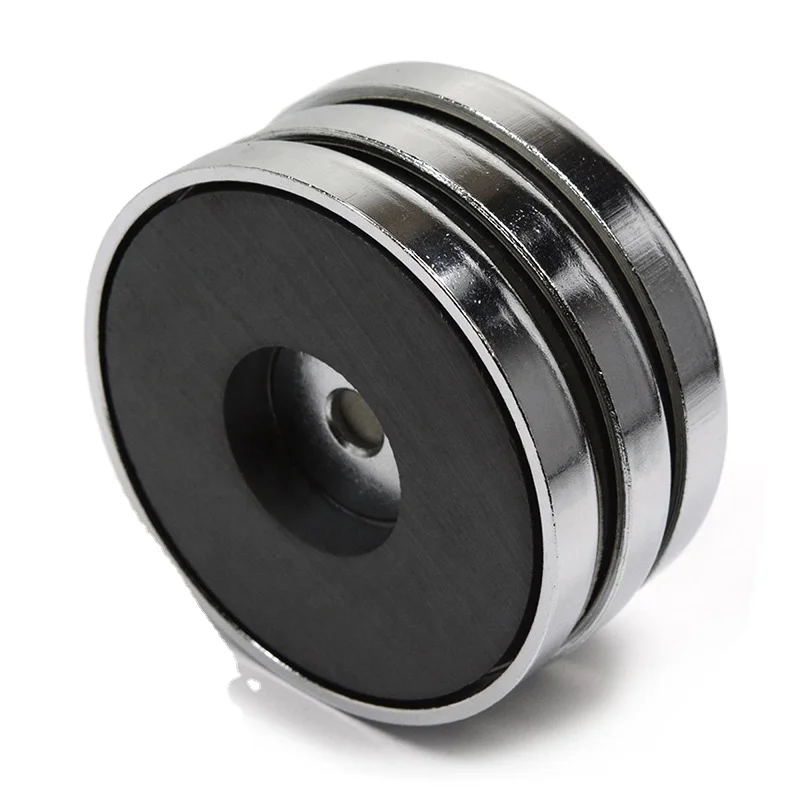 D75mm Y30BH Round Base Ferrite Magnetic 90LBS Pot Magnet Multi-use for Garage,Science, Craft, Office
