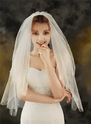 Mix style new design bride veil Decorations White Simple cathedral wedding Veils comb bridal lace