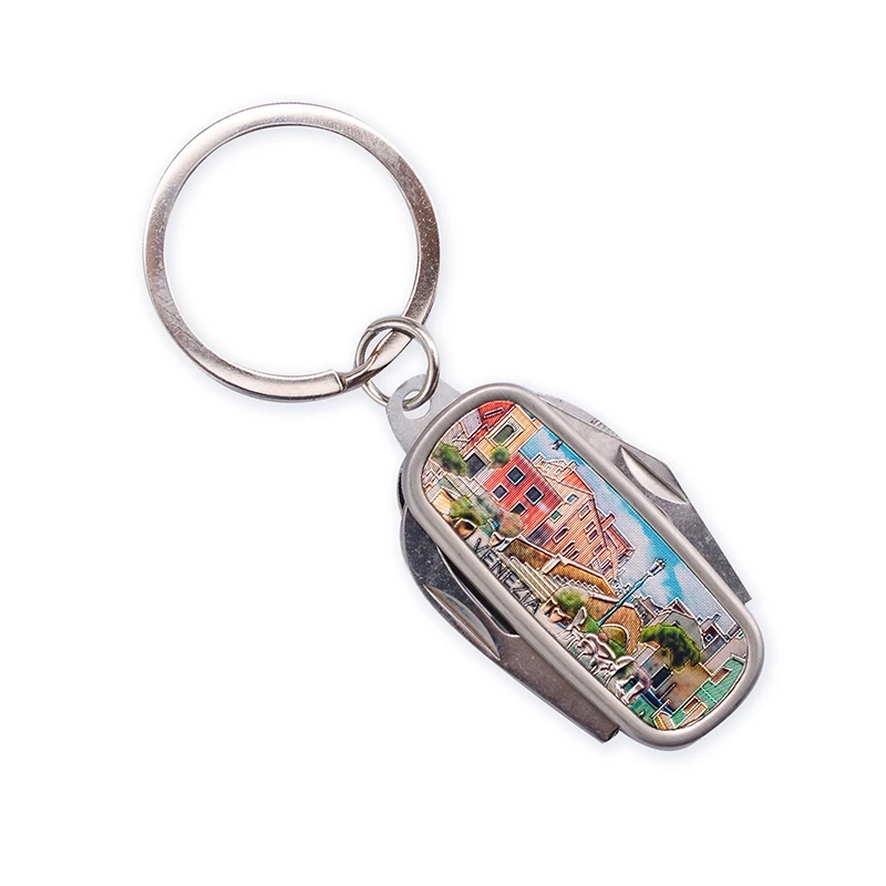 Promotional Venezia Keychain Silver Paper Mini Knife Keychain For Souvenir Gifts