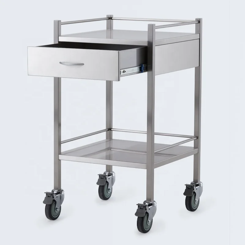 Meditroll MT01 Commercial Strong Frame 2 Tier Stainless Steel Trolley for Clinic