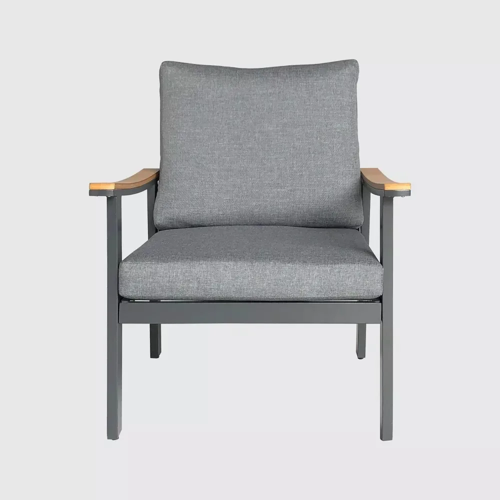 4 pieces Aluminum Teak Wood Garden Sofa Set Water Resistant Outdoor furniture