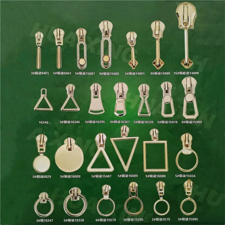 NO.3#5#8# circular round ring rectangle triangle auto lock metal zipper slider puller head pull parts for garment