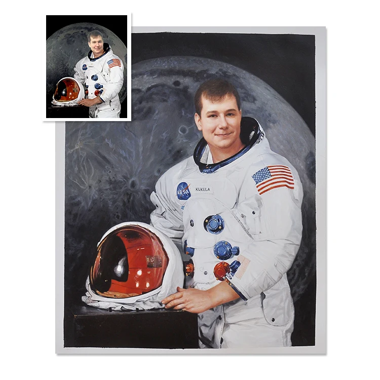 High Quality Hand Painted Realistic Photo Custom Art Man Self Portrait & Figure Painting