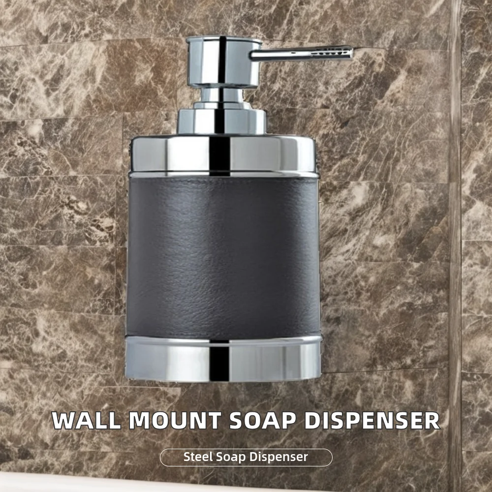 Luxury Wall-Mounted Hand Soap Dispenser Manual Metal and Wooden Liquid Soap Dispenser with Foam Feature