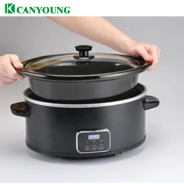 5.5L Electric Digital Programmable stoneware Slow Cooker crock pot with Three temperature setting