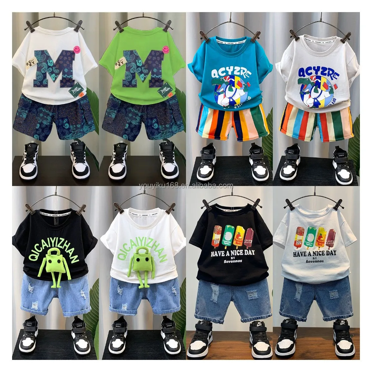 Summer Wholesale Children Kids Clothes Short Sleeve Baby Boys Clothing Set Spring Cotton Quantity Custom Time Lead Suit