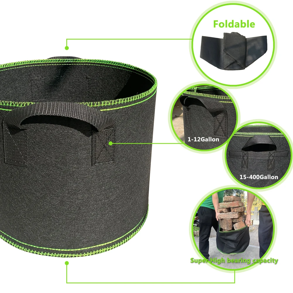 1-400 Gallon Nonwoven Fabric Wholesale Grow Bags 1 2 3 5 7 10 Gallon Grow Bag Sale