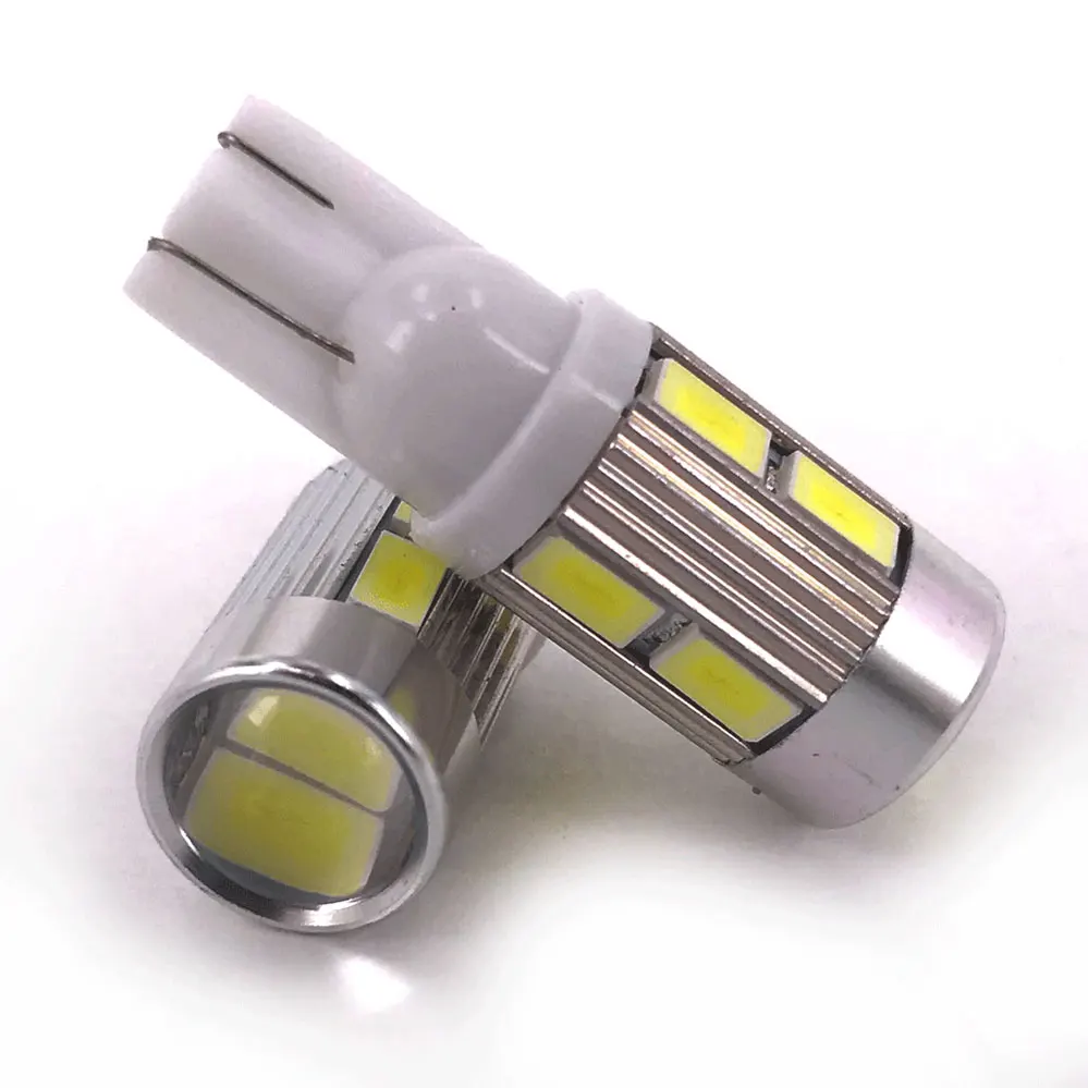 T10 Led W5W 168 Car Wedge Interior Dome Lighting Lamp 5630 6SMD 10SMD DC12V Silica Gel Turn Side Bulbs 6000K White 194 Led Bulb