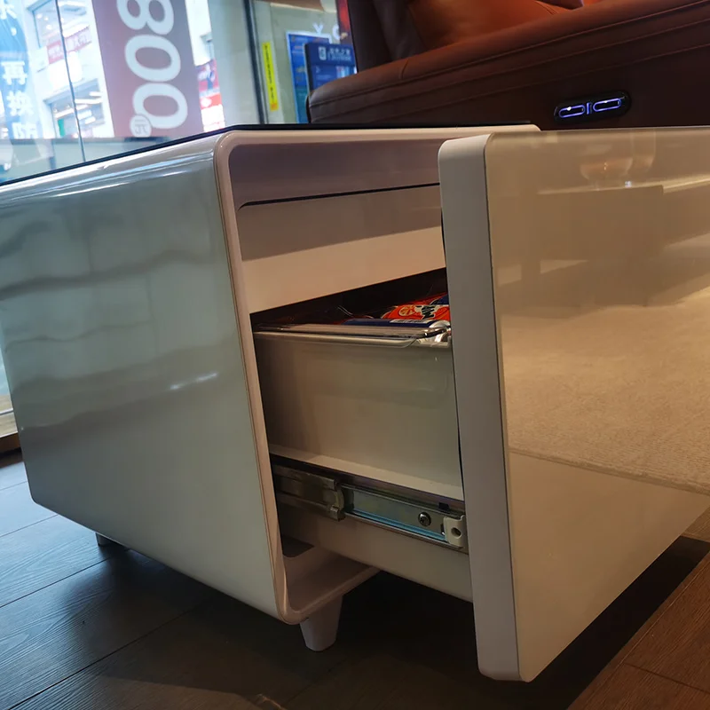 Newest Model Smart Coffee Table Mini with Wireless Charging and Fridge