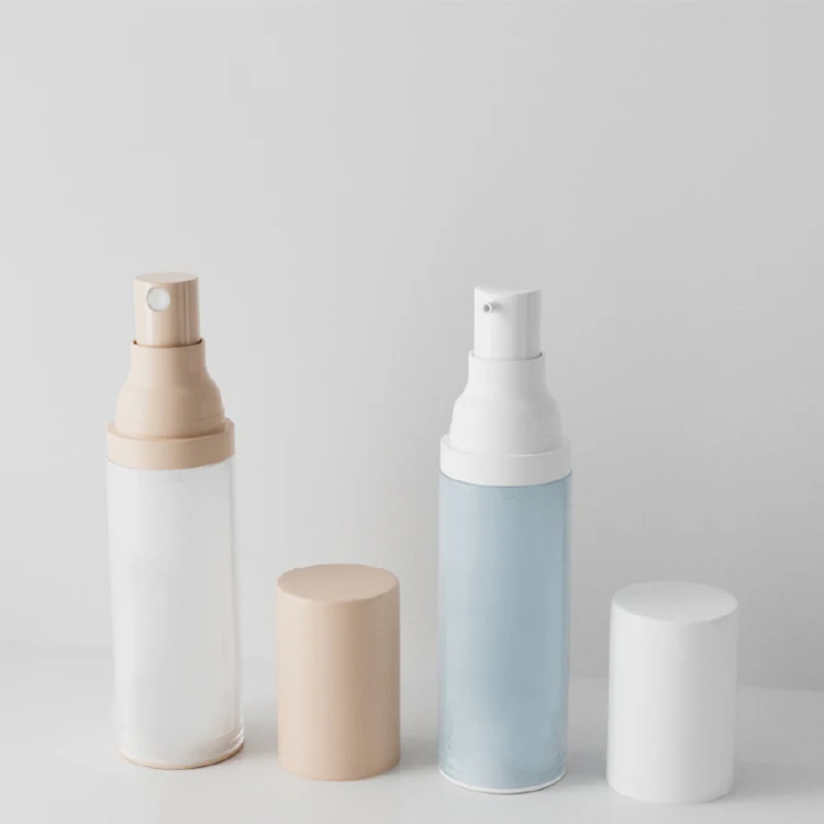 15ml 30ml 50ml Wholesale Factory Cosmetic Plastic PP Airless Pump Bottle Lotion Round Cylindrical Fat Bottle