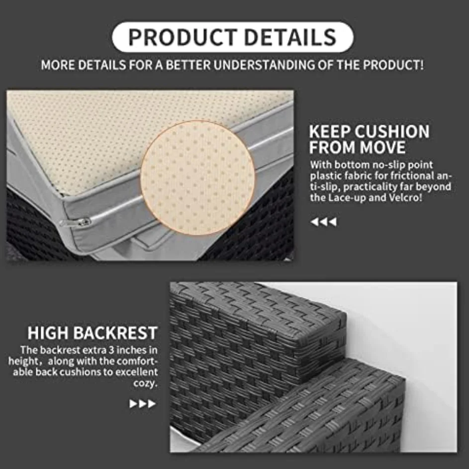 Furniture Outdoor Sofa Set Patio Garden Balcony Porch Rattan Wicker Sectional Sofa All-Weather HDPE Rattan Conversation Sets