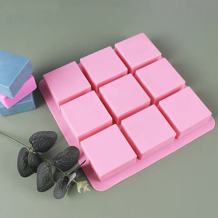 Reusable Easy Release DIY  Handmade Soap Making Molds 9 cavity 100g Sharp Straight Corner Square Silicone Soap Molds
