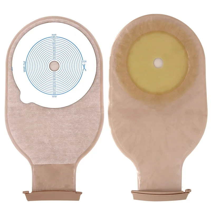 Free Sample Adult Drainable Disposable Clips Size 85 70 57 45mm Ostomy Bag Colostomy Bags Set