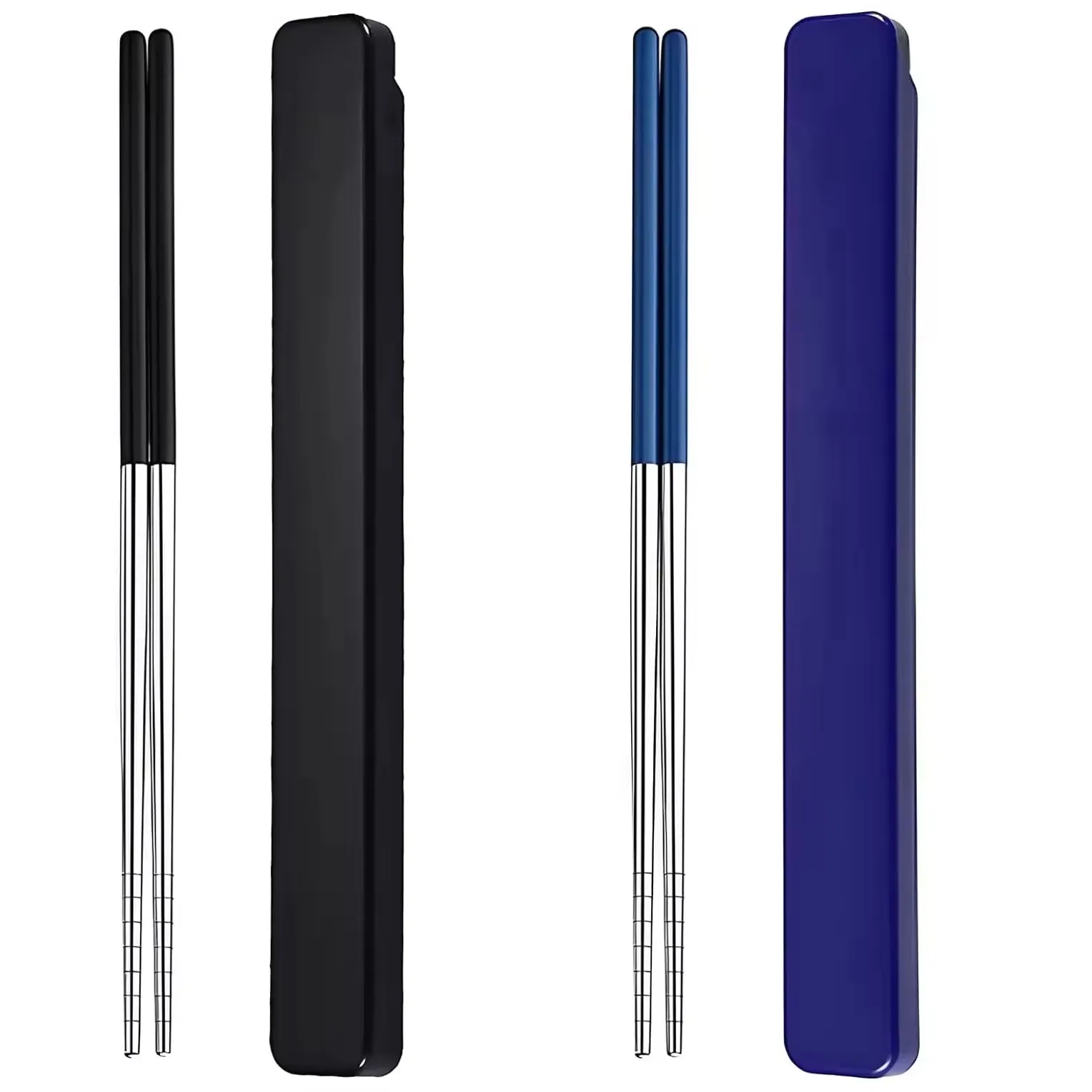 Портативные металлические палочки для еды японские суши коробка корейские из нержавеющей стали с чехлом