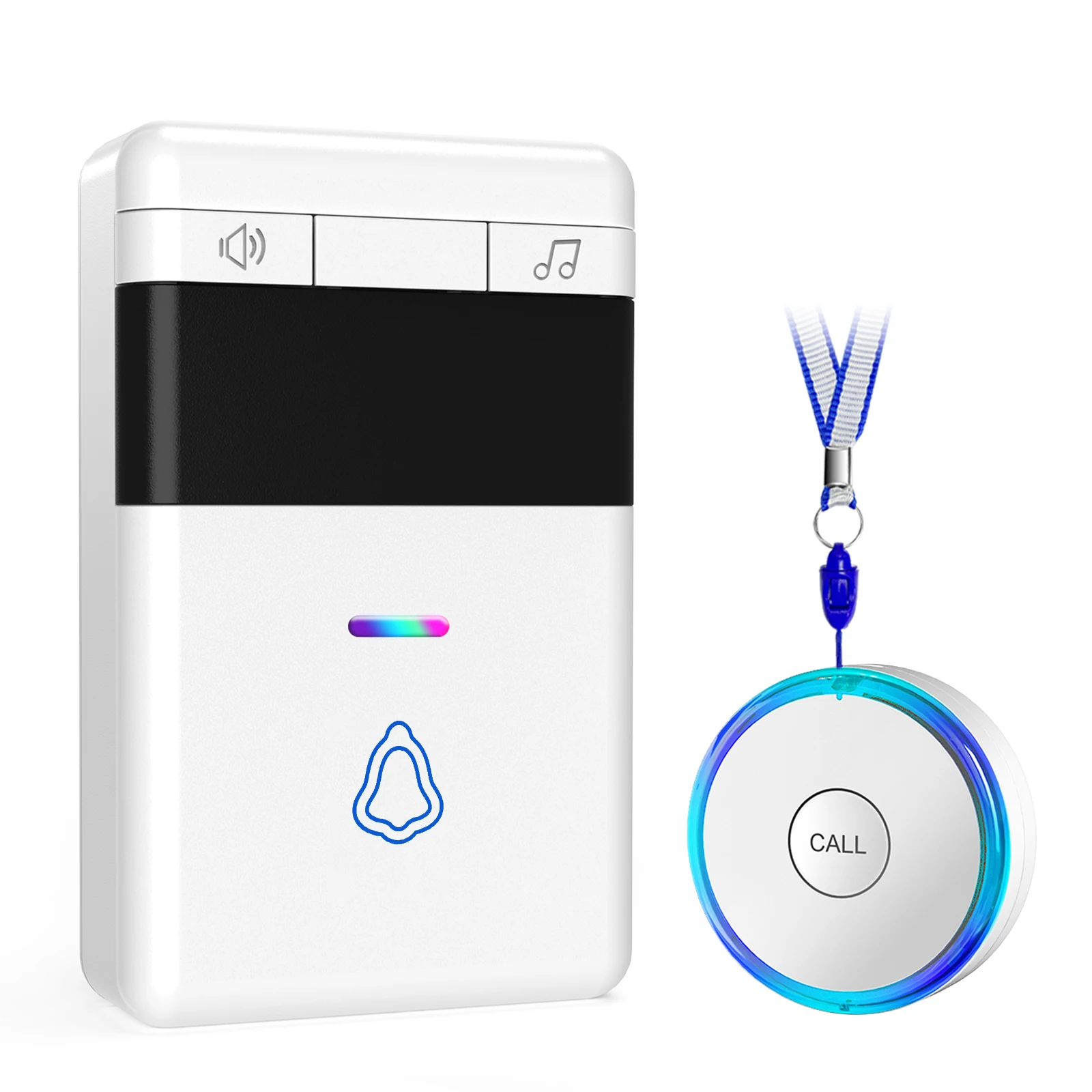 Tuya smart home Personal Alarm Keychain Emergency button Wireless wall plug in receiver waterproof 58 music 120dB colorful LED