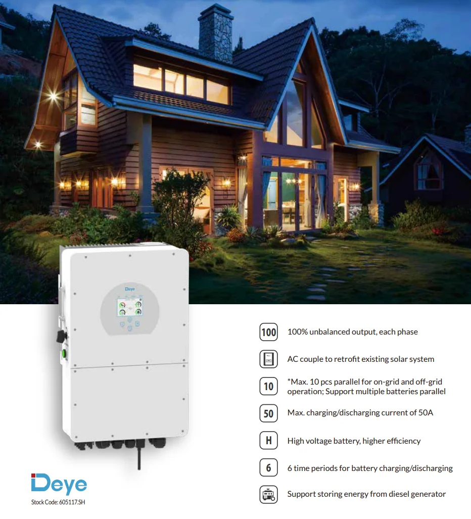 Deye 5kw 6kw 8kw 10kw 12kw 15kw 20kw HV Hybrid Invertor EU Price 3 Phase 5kva 10kva 20kva High Voltage Solar System Inverter