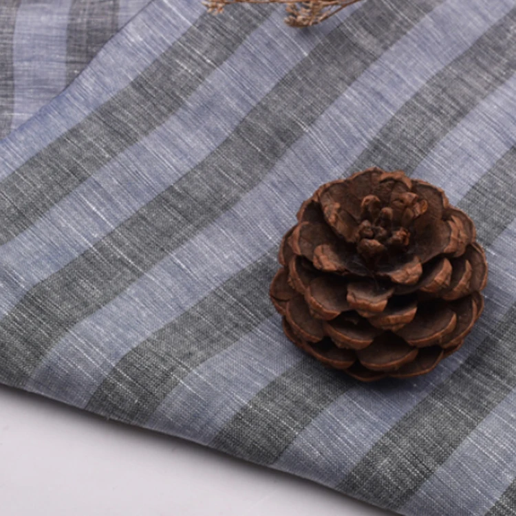 Factory supply custom light weight 37% tencel 63% linen fabrics stripe dress raw material tencel linen blend fabric for shirts