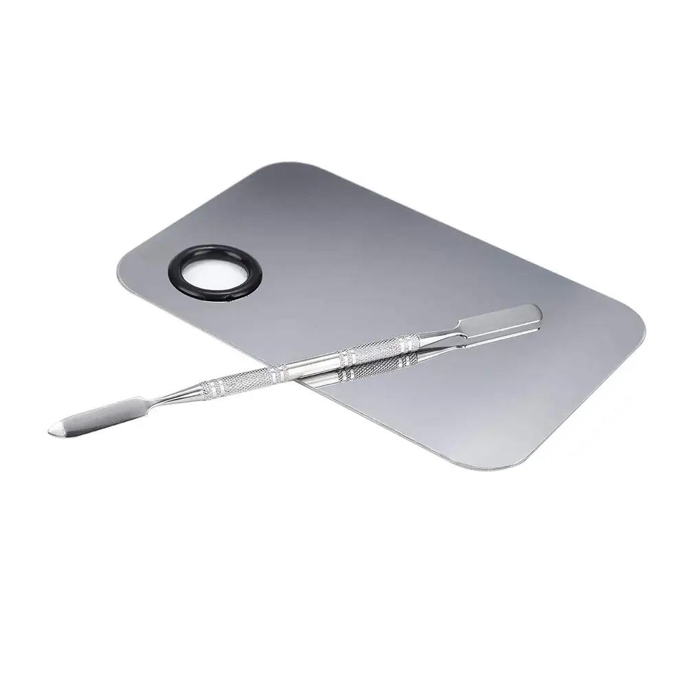 Wholesale Square Cosmetic Palette With Spatula Stainless Steel Makeup Mixing Palette Set Gmp100