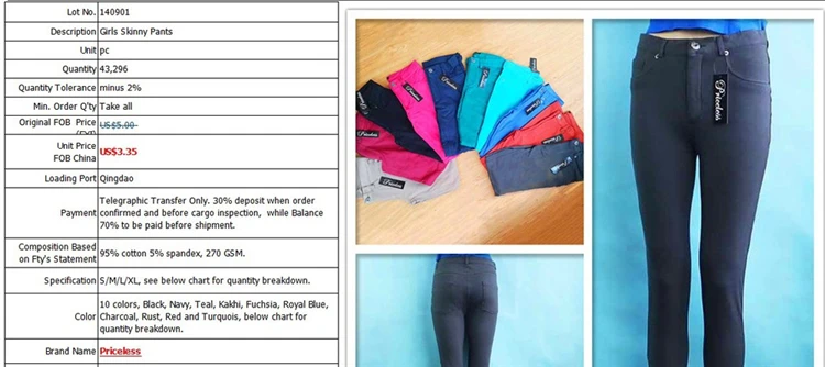 Take All Quantity In Wholesale Quantity Outlet Stock Clothes Ladies Fashion Pants