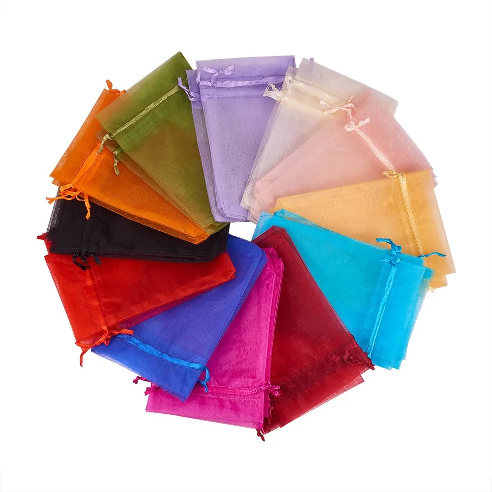 23 Colors in Stock Fast Delivery 5X7 Gold Black Large Pink Organza Bags Drawstring Pouches Jewelry Gift Bag