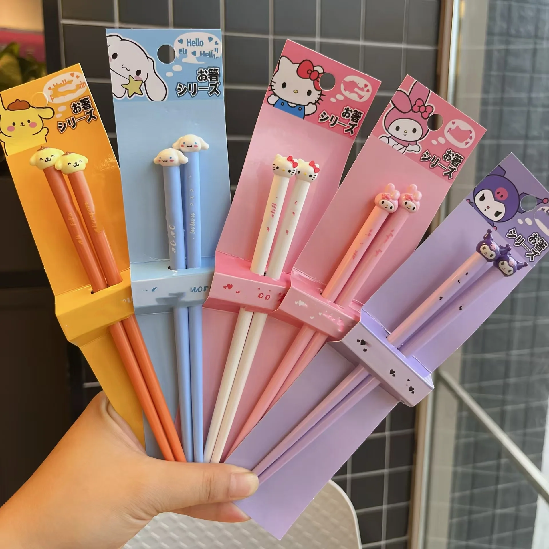 Run Sanrioed Chopsticks Kawaii Melody Child Tableware Anime Kulomi Cutlery Cartoon Portable Tableware Cute Kitchen Supplies Gift