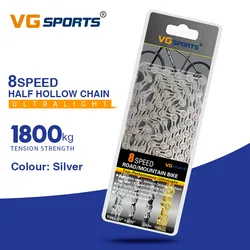 VG Sports Ultralight 8 9 10 11 Speed Bicycle Chain Mountain MTB Road Bike Chain Half/full Hollow 116L Silver Gold Bike Chains