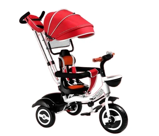 Baby Stroller 4 in 1 / Baby Pram Tricycle with Basket Bell Mirror