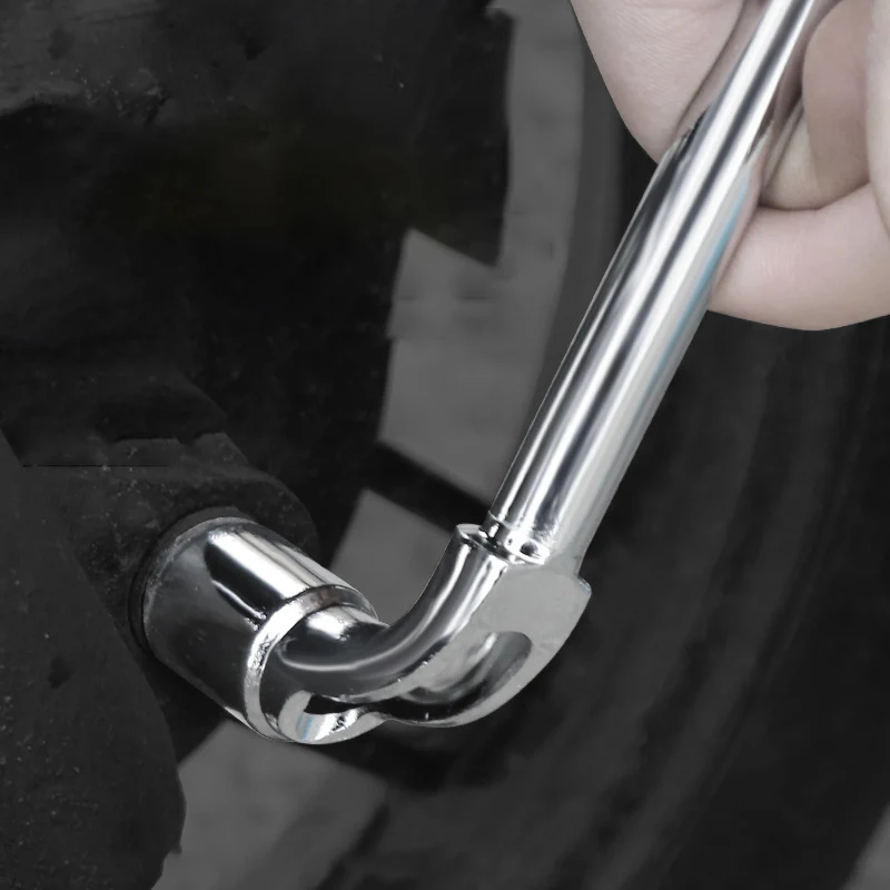 6mm-22mm Pipe Spanner L-Shaped Hex Car Spare Tire Lug Wrench Single-tube Perforated Socket Wrench
