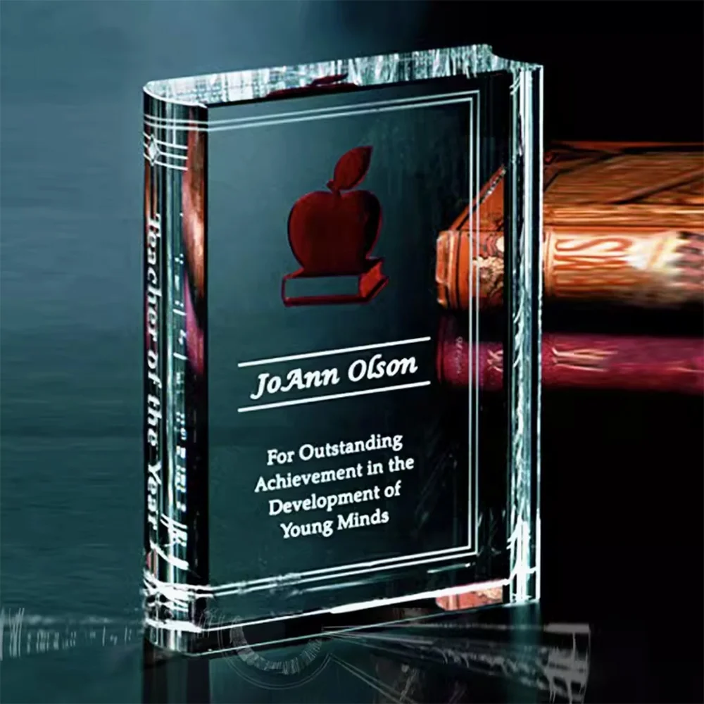 New Christian Wedding Souvenir Holy Bible Book Model K9 Crystal Trophy Award Clear Polished Glass Religious Love Gift