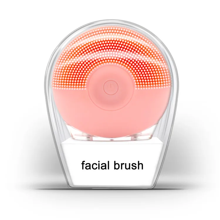 LED Light Facial Brush Ultra Sonic USB Rechargeable Waterproof Cleansing Face Brush Vibrating Silicone Facial Cleaner