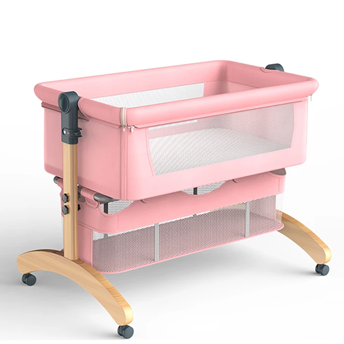 
Adjustable height wood crib newborn baby cot bed crib solid wood 