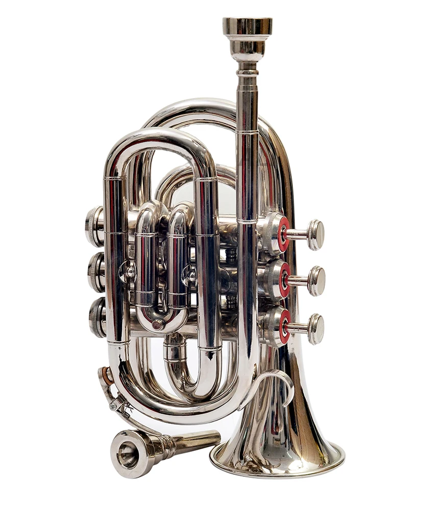 New Professional  Pocket Trumpet Nickel Bb Pitch Premium Quality  With Include Hardcase And Mouthpiece  By Nasir Ali