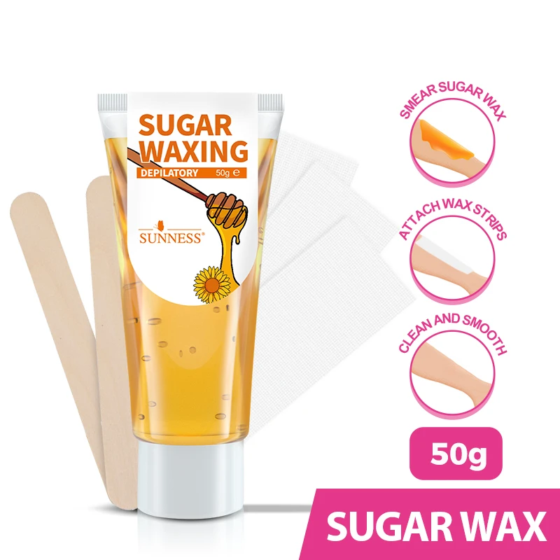 Sunness Hair Removal Sugar Wax Kit 100% Organic Cold Sugar Wax For Legs Arms Depilatory Wax