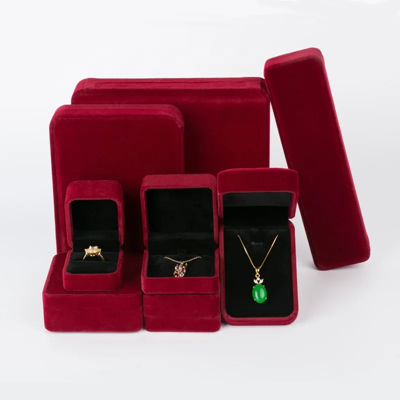 Wholesale Custom Logo Black Luxury Flannel Velvet Bangle Bracelet Gift Necklace Earring Ring Jewellery Jewelry Packaging Box For
