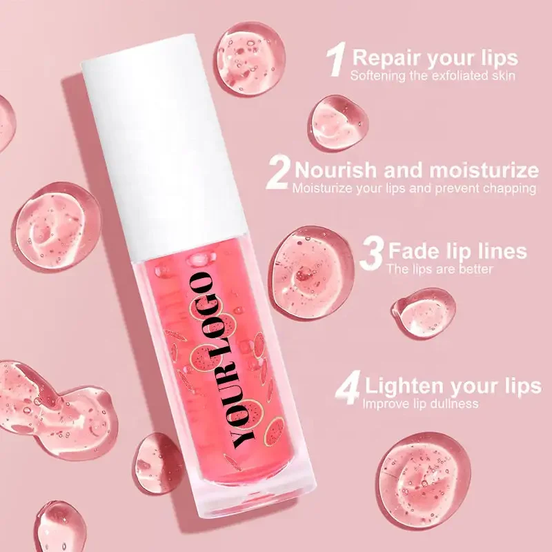 Custom Plumping Lip Gloss Oil Private Label PH Color Changing Lip Oil Vegan Deep Nourishing Non sticky Cup Fruit Flavor