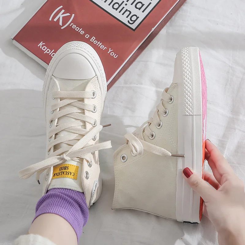 2021 latest trending color changing ladies white casual canvas shoes for women and ladies