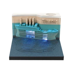 3D Memo Pad Kawaii Pen Holder Titanic Ship Model Custom Sticky Notes With Desk Calendar 2022 For School Office Decor